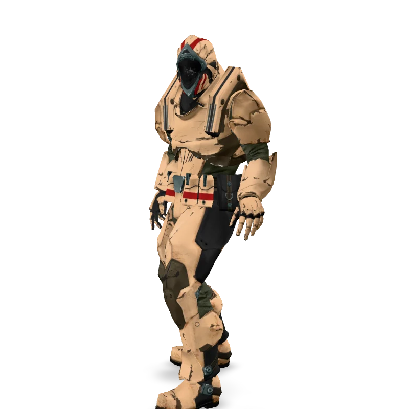 A rigged 3D character from the PROSOPON pipeline, shown as a still frame